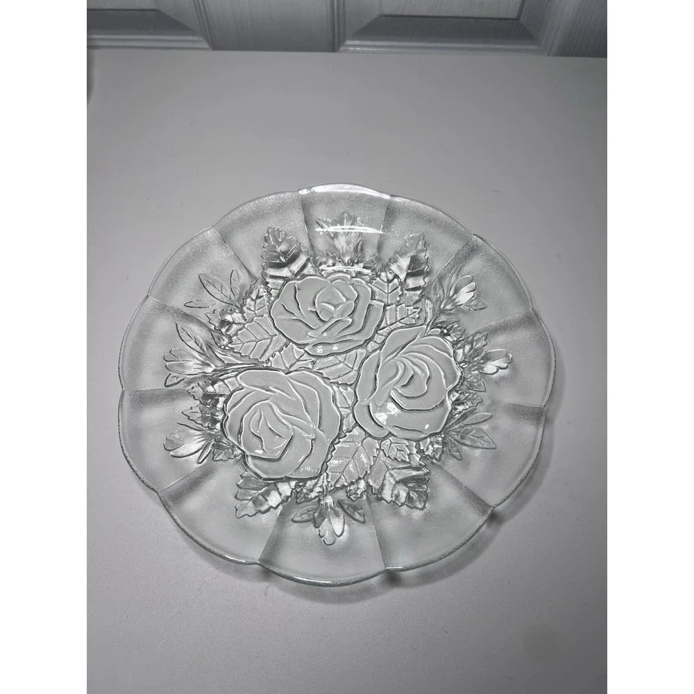 5 Vtg Clear Glass Dinner Plates Pasari Indonesia 
